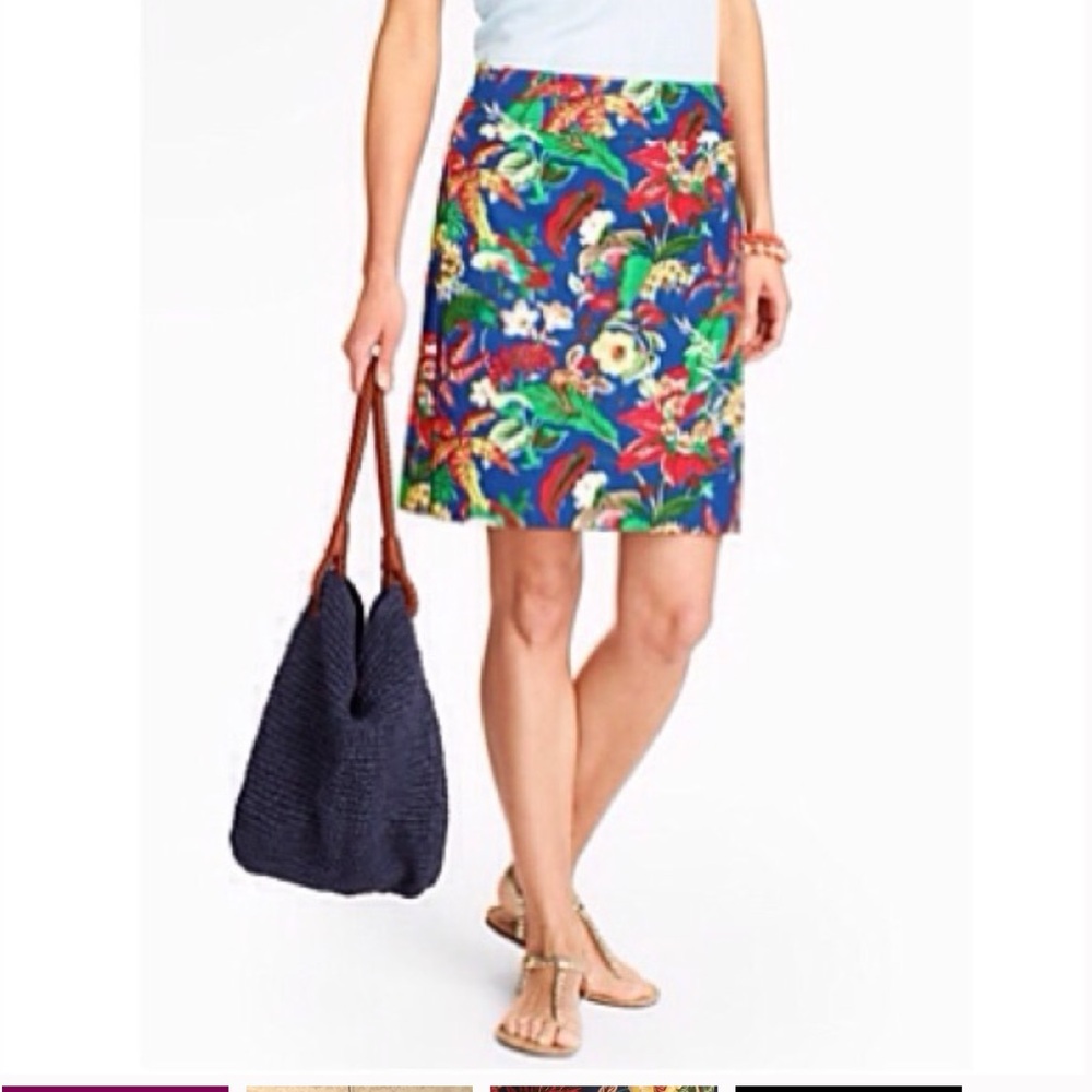 Talbots Floral Tropical Print Blue Skirt‎